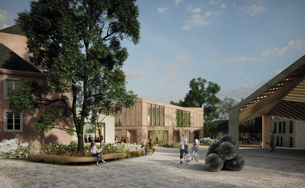 4	Administration communale de Bissen, Concept urbanistique Place de l’immigration, Perspective par Holweck Bingen Architectes et AT  Architecture